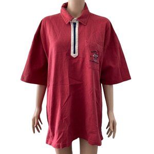 Vintage Tommy Hilfiger Polo Shirt Mens XL Quarter Zip Red White